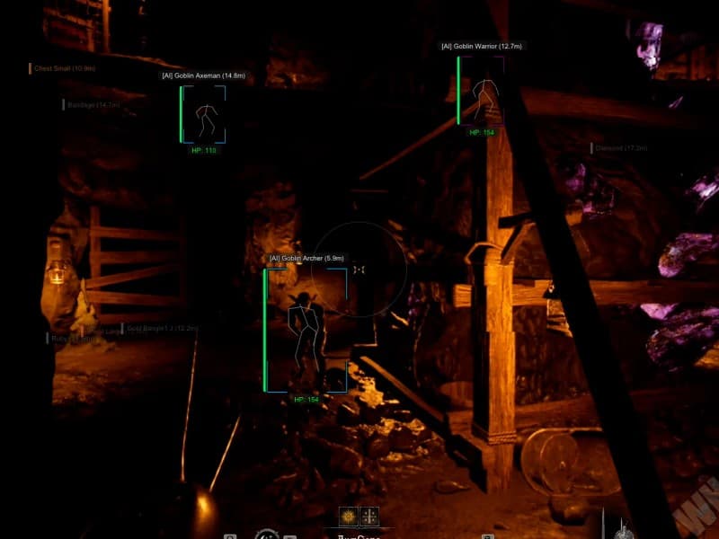 Dark and Darker cheat gameplay screenshot 1 — ESP overlay showing players and loot