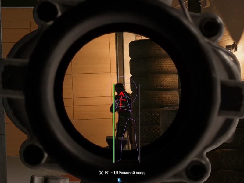 Rainbow Six Siege cheat gameplay screenshot 1 — ESP overlay showing players and loot