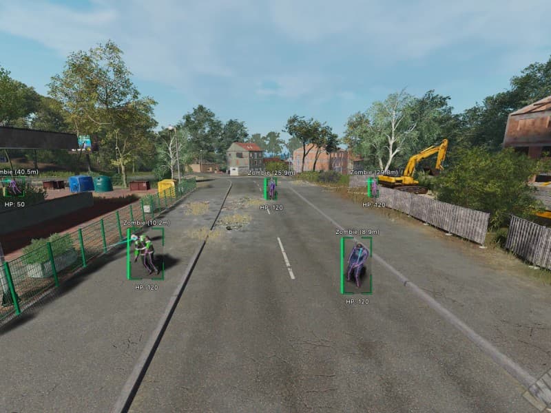 Scum cheat gameplay screenshot 1 — ESP overlay showing players and loot